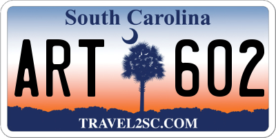SC license plate ART602