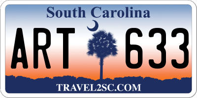 SC license plate ART633