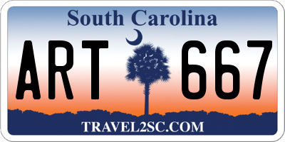 SC license plate ART667
