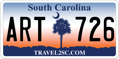 SC license plate ART726