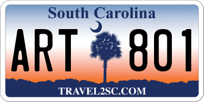 SC license plate ART801