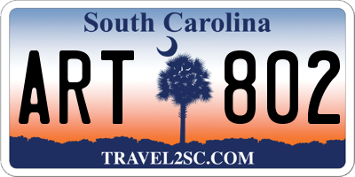 SC license plate ART802