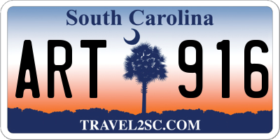 SC license plate ART916