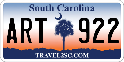 SC license plate ART922