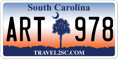 SC license plate ART978