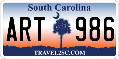 SC license plate ART986
