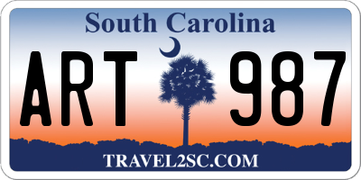 SC license plate ART987