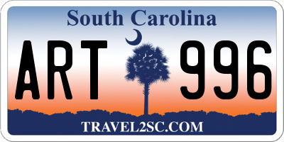 SC license plate ART996