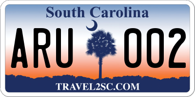 SC license plate ARU002
