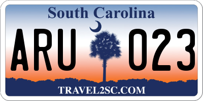 SC license plate ARU023