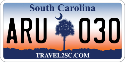 SC license plate ARU030