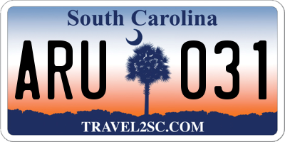 SC license plate ARU031
