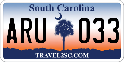 SC license plate ARU033