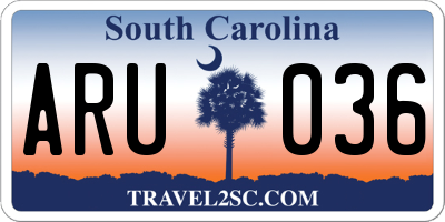 SC license plate ARU036