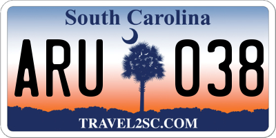 SC license plate ARU038