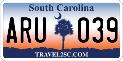 SC license plate ARU039