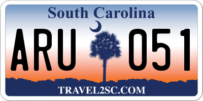 SC license plate ARU051
