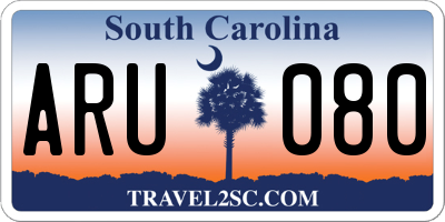 SC license plate ARU080
