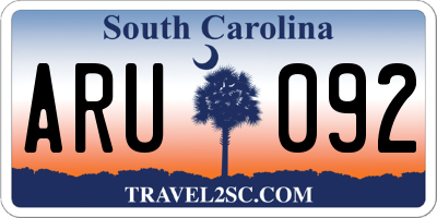 SC license plate ARU092