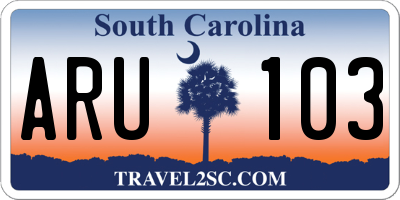 SC license plate ARU103