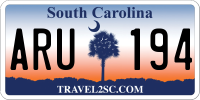 SC license plate ARU194