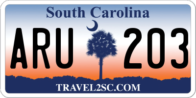 SC license plate ARU203