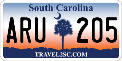 SC license plate ARU205