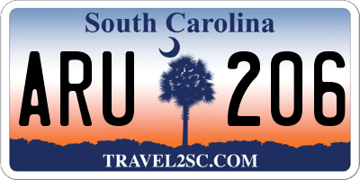 SC license plate ARU206
