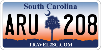 SC license plate ARU208