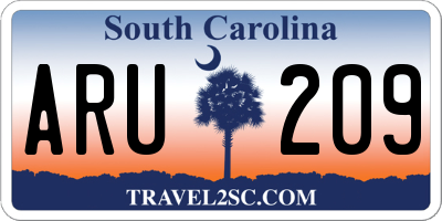 SC license plate ARU209