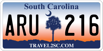 SC license plate ARU216