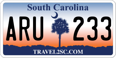 SC license plate ARU233