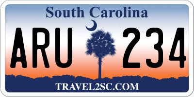 SC license plate ARU234