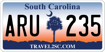 SC license plate ARU235