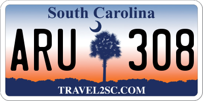 SC license plate ARU308