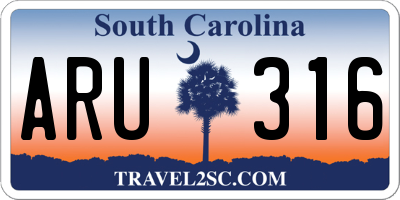 SC license plate ARU316