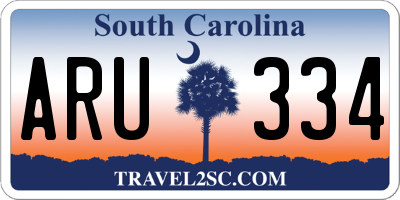 SC license plate ARU334