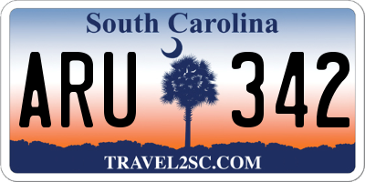SC license plate ARU342