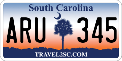 SC license plate ARU345