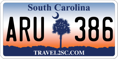 SC license plate ARU386