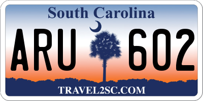SC license plate ARU602
