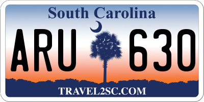 SC license plate ARU630