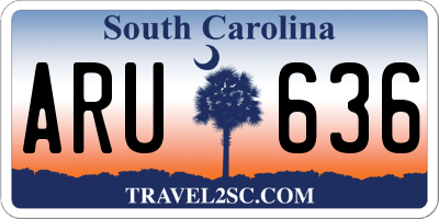 SC license plate ARU636