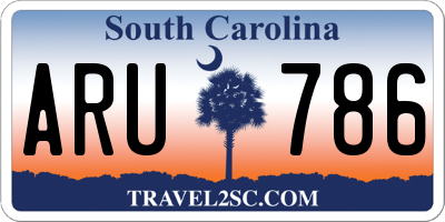 SC license plate ARU786