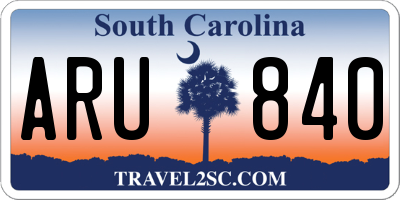SC license plate ARU840