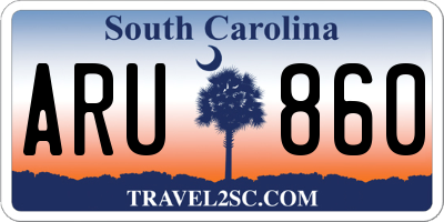 SC license plate ARU860