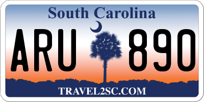 SC license plate ARU890