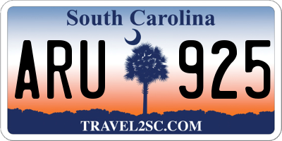 SC license plate ARU925