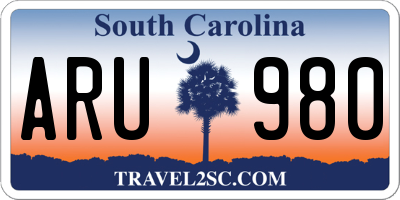 SC license plate ARU980