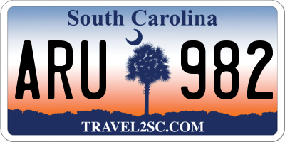 SC license plate ARU982